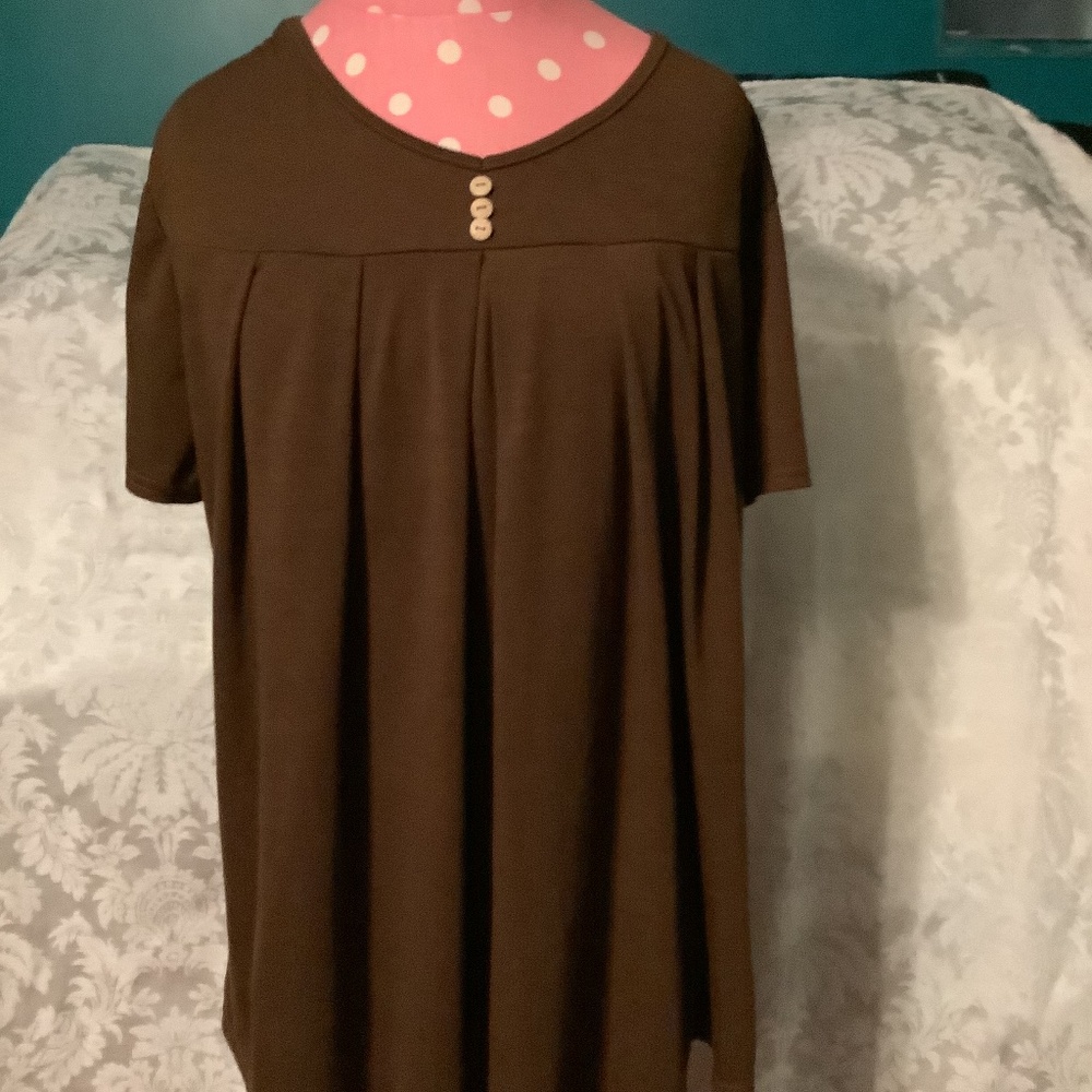 Women’s Brown Loose Pleated Tunic Top Size XL